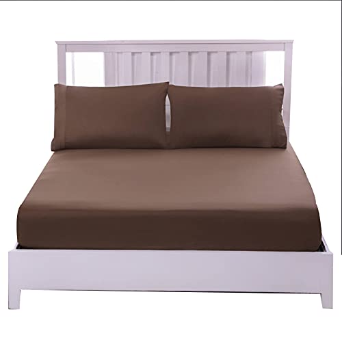 CENPENYA Spannbettlaken 100% Ägyptische Baumwolle Spannbetttuch In Vielen Farben & Größen Bis 30cm Steghöhe Perfekte Matratzenpassform Weiches Anti-Rutsch Anti-Milbe (120 * 200cm,Braun) von CENPENYA