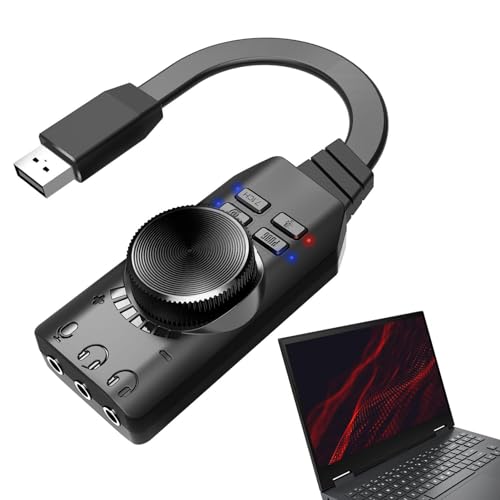 USB-zu-Audio-Buchse, Virtueller 7.1-Surround-Sound-USB-auf-optischer-Audio-Adapter mit Lautstärkeregelung, Universelle Soundkarte, treiberfreies USB-Audio-Interface für Laptop, Desktop, PC Cenrf von CENRF