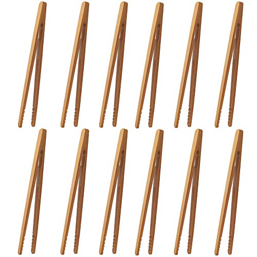 CENRONG Bambuszangen，12 Stück Bambus küchenzange Grillzange Holz toastzange Toastzange für Toast Lebensmittel-zangen，zum Kochen,Brot,Früchtetee und Gurken von CENRONG