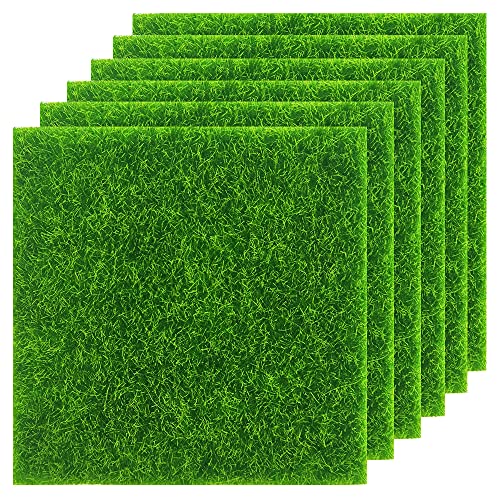 CENRONG Künstliche Mini Rasen,6 Stück Simulation Rasen Kunstrasen Miniatur Moos Gras für Miniatur-Ornament, Garten, Puppenhaus, Gras zum Basteln(15X15CM) von CENRONG