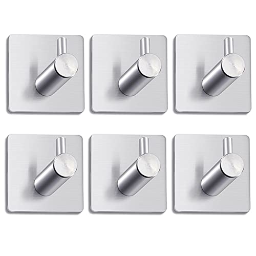 CENRONG Handtuchhaken,6 Pcs Klebehaken Selbstklebend aus Edelstahl Wandhaken Ohne Bohren Selbstklebend Wandhaken Ideal für Bad Toilette Küche Büro,Silber von CENRONG