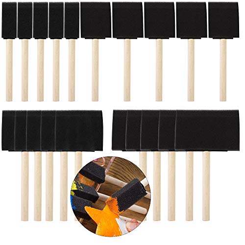 Schaum Pinsel，20 pcs Malerei Schwamm Werkzeug Foam Brush Set Holzgriff Schaumstoff Pinsel Set，für Acryl, Flecken, Lacke, Kunsthandwerk, DIY-Projekte von CENRONG