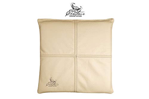 Centaur - Hochwertiges Leder Sitzkissen - Champagner Beige 35x35 cm - Ideal für Stuhl oder Sitzbank - Abwaschbare Echtleder Stuhlkissen - Pflegeleichte Sitzauflage von Centaur