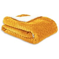 Chevron-Sherpa-Decke, senfgelb, L.130 x B.170 cm Centrale Brico von CENTRALE BRICO