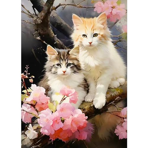 CEOVR Diamond Painting Erwachsene 2 Kätzchen 5D Diamond Painting Bilder Kinder Tiere DIY Diamond-painting,Blumen Diamond Painting Set für Dekoration,Geschenk für Freunde,30x40 c von CEOVR