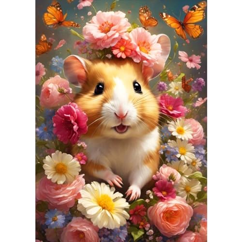 CEOVR Diamond Painting Erwachsene Tiere 5D Diamond Painting Bilder Erwachsene Hamster DIY Diamond-painting,Blumen Diamond Painting Set für Dekoration,Geschenk für Freunde,30x40 cm von CEOVR