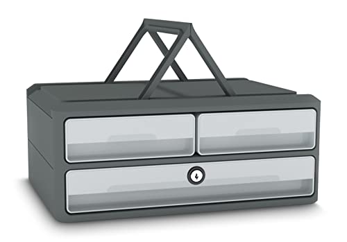 CEP Moov'up Secure Modul 3 Schubladen, abschliessbar Sturm (Dunkel)-Grau/Hellgrau von CEP