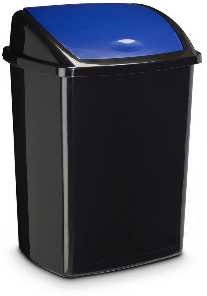 CEP Papierkorb Abfallbehälter mit Kippdeckel 50L schwarz/blau. von CEP