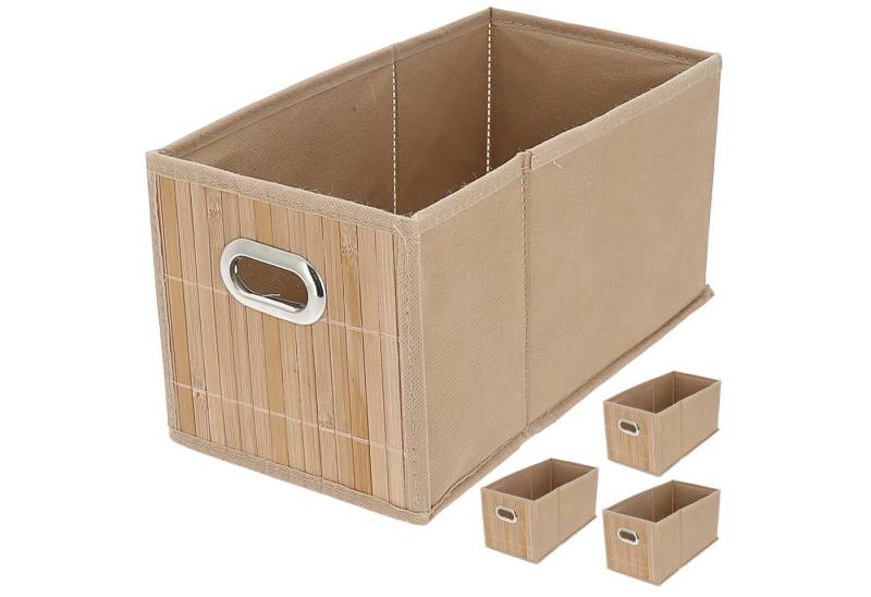 CEPEWA Allzweckkorb Aufbewahrungskorb Bambus 4er Set faltbar 16x16x31cm Metall Grifflöcher von CEPEWA