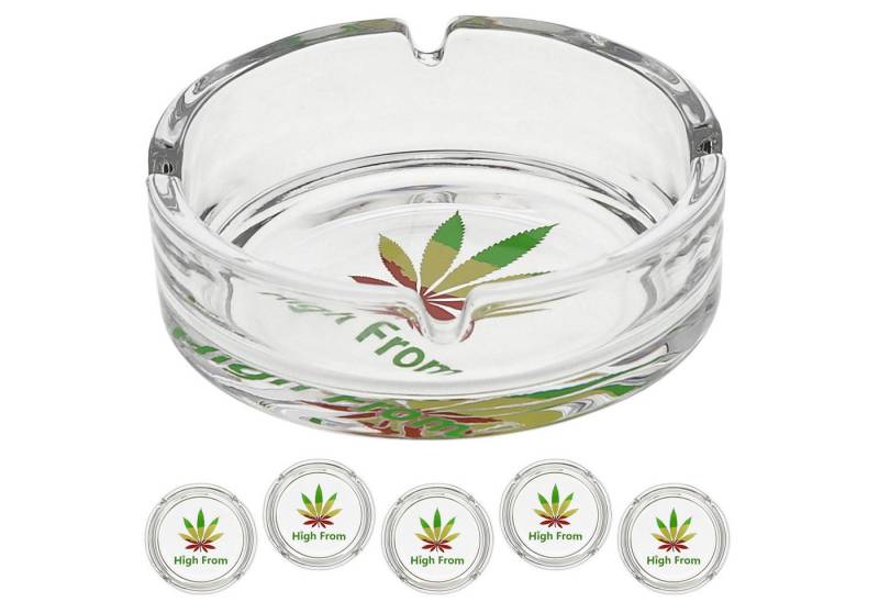 CEPEWA Aschenbecher Glasaschenbecher 'Glow in the Dark' 6er Set Ø10cm Glas Cannabis von CEPEWA