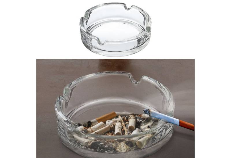 CEPEWA Aschenbecher Glasaschenbecher transparent rund stapelbar, Glas von CEPEWA
