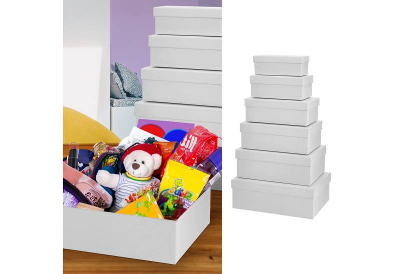 CEPEWA Aufbewahrungsbox Boxenset 6er Set weiß 6 Größen Karton Schachteln Boxen Geschenk von CEPEWA