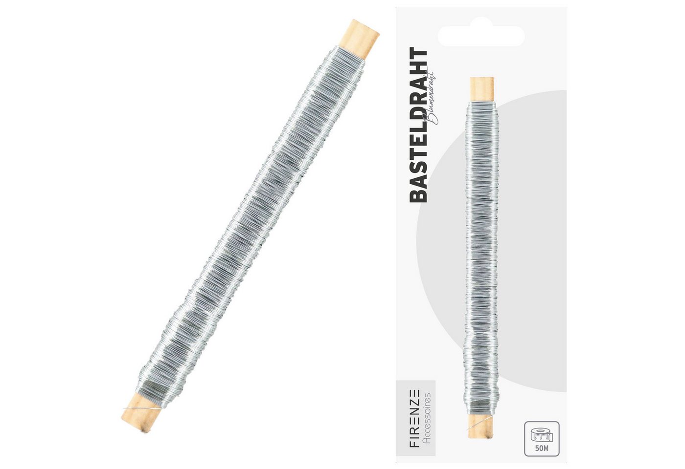 CEPEWA Basteldraht Basteldraht Holzstab 50m 6er Set Eisen silber Floristikdraht Gesteck von CEPEWA