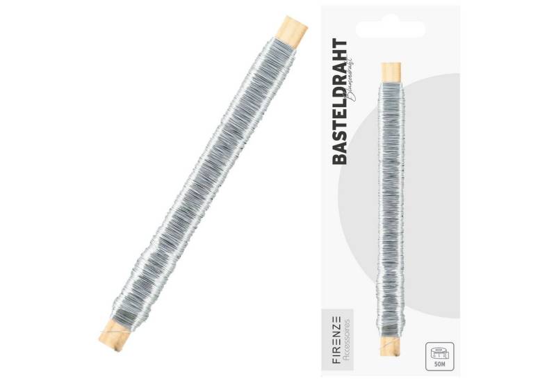 CEPEWA Basteldraht Basteldraht Holzstab 50m 6er Set Eisen silber Floristikdraht Gesteck von CEPEWA