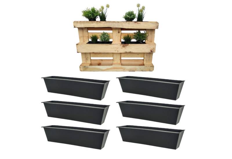 CEPEWA Blumentopf 6 Stück Pflanzkasten für Balkonkästen und Europaletten, 38 x 13 x 9 cm (Set, 6 St., Pflanzkästen), Pflanzgefäß Palettentopf Blumentopf von CEPEWA