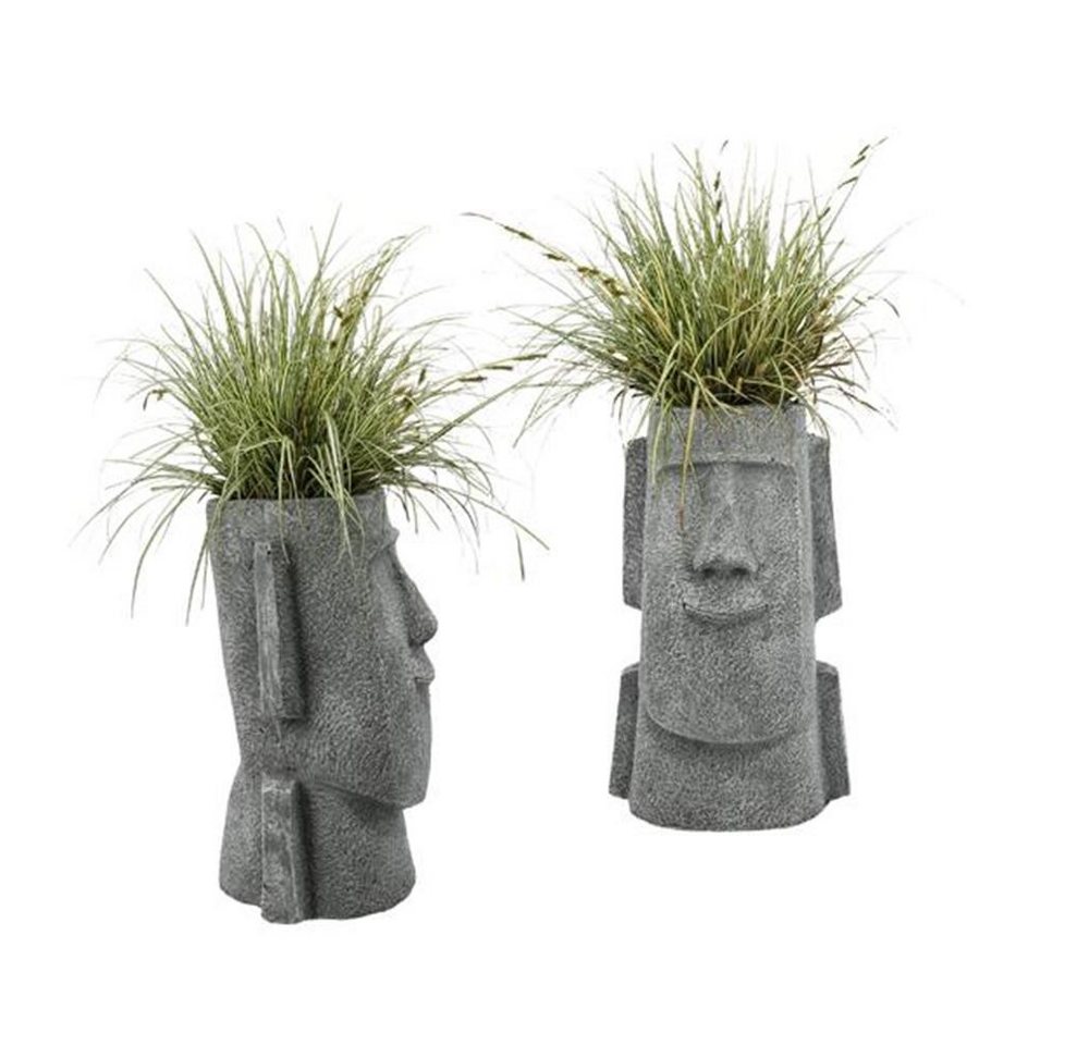 CEPEWA Blumentopf Moai Kopf, 43 cm, Grau, Pflanztopf, Dekotopf von CEPEWA