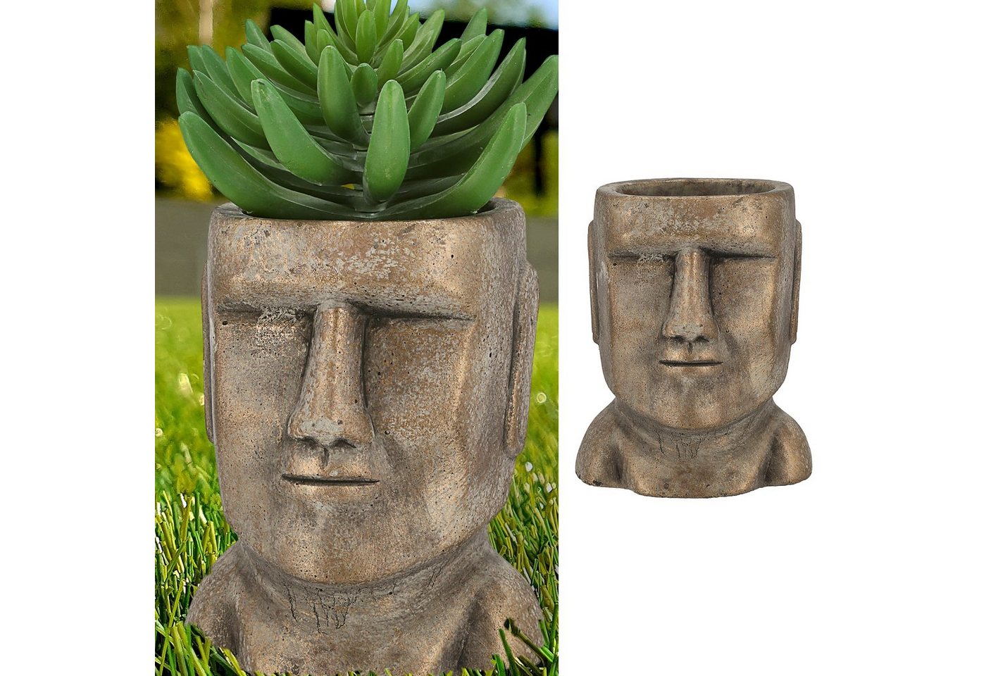 CEPEWA Blumentopf Pflanztopf Moai Kopf gold H17cm Terracotta Büste S von CEPEWA