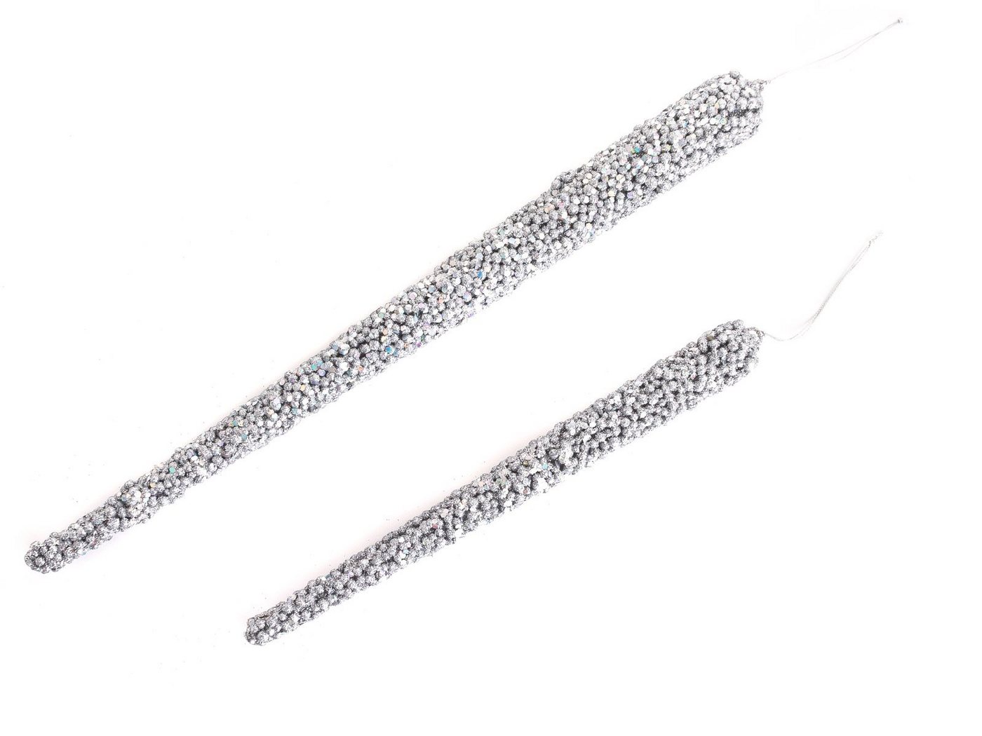 CEPEWA Christbaumschmuck Cepewa Deko Eiszapfen Silber glitzer Zapfen Weihnachtsschmuck (2-tlg), Glitzert von CEPEWA