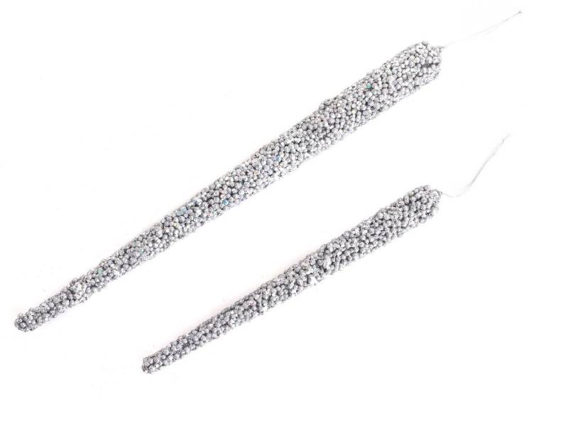 CEPEWA Christbaumschmuck Cepewa Deko Eiszapfen Silber glitzer Zapfen Weihnachtsschmuck (2-tlg), Glitzert von CEPEWA