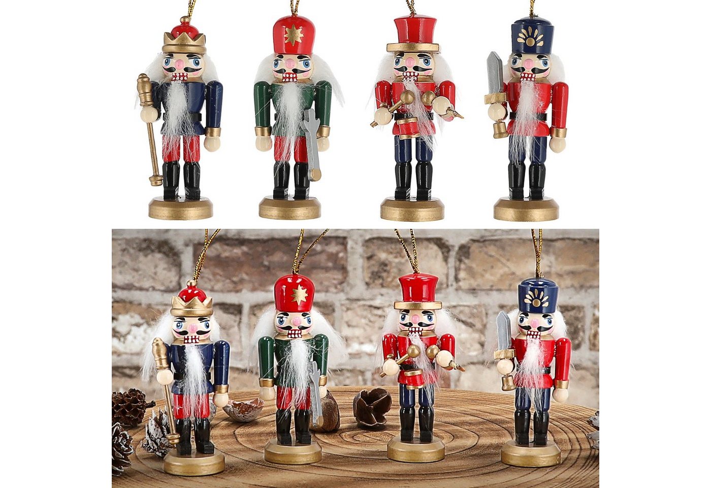 CEPEWA Christbaumschmuck Nussknacker 4er Set bunt 3,5x8x2,5cm Holz Baumschmuck Aufhänger CEPEWA Christbaumschmuck Nussknacker 4er Set bunt 3,5x8x2,5cm Holz Baumschmuck Aufhänger von CEPEWA