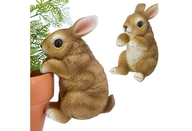 CEPEWA Dekofigur Kletterhase Polyresin 11x16x8,5cm hellbraun weiß Hase Blumentopfdeko von CEPEWA
