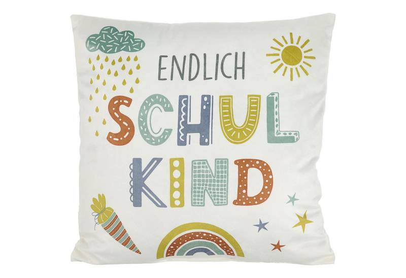 CEPEWA Dekokissen Kissen 'Endlich Schulkind' 40x40cm Polyester 280g Reißverschluss von CEPEWA