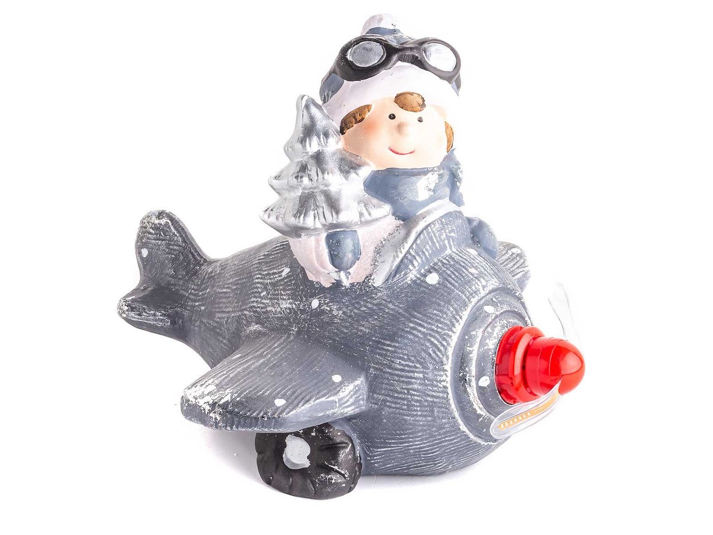 CEPEWA Dekoobjekt Dekofigur im Flugzeug mit LED im Propeller (Stück, 1 St., 1) von CEPEWA