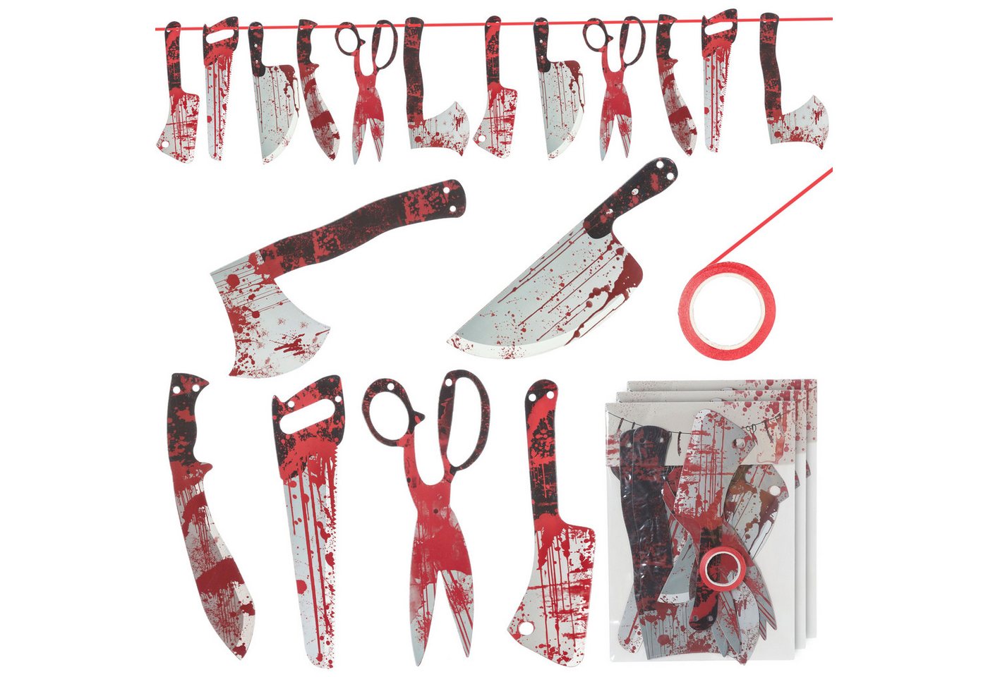 CEPEWA Dekoobjekt Halloween Messerset 3x 12er Set 4 Motive Karton Messer mit Blut CEPEWA Dekoobjekt Halloween Messerset 3x 12er Set 4 Motive Karton Messer mit Blut von CEPEWA