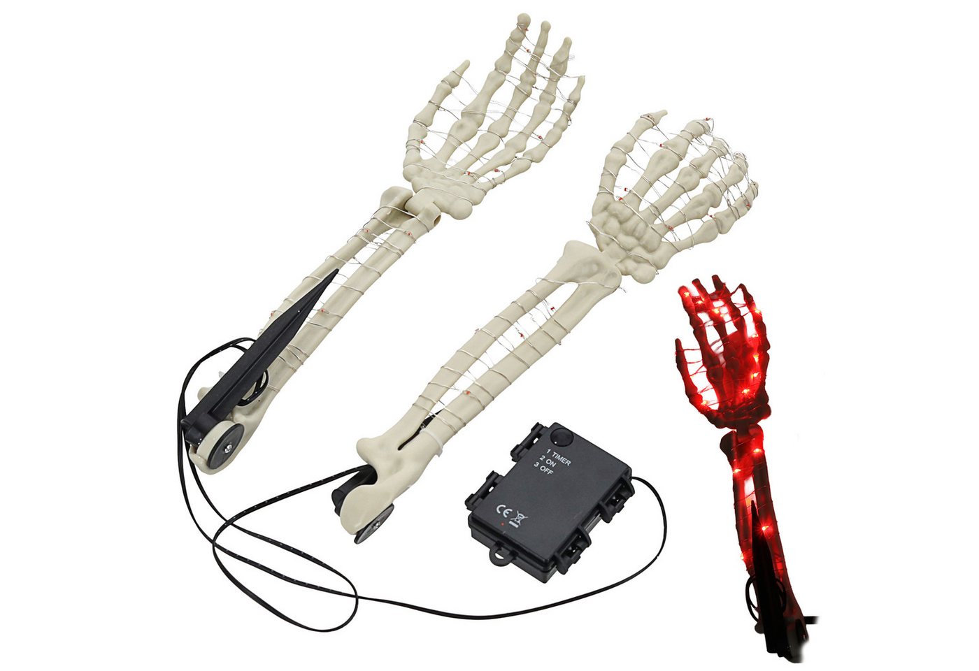 CEPEWA Dekoobjekt LED Skelett Hände Erdspieß 8x36cm Plastik 50 Leds rot leuchtend Timer CEPEWA Dekoobjekt LED Skelett Hände Erdspieß 8x36cm Plastik 50 Leds rot leuchtend Timer von CEPEWA