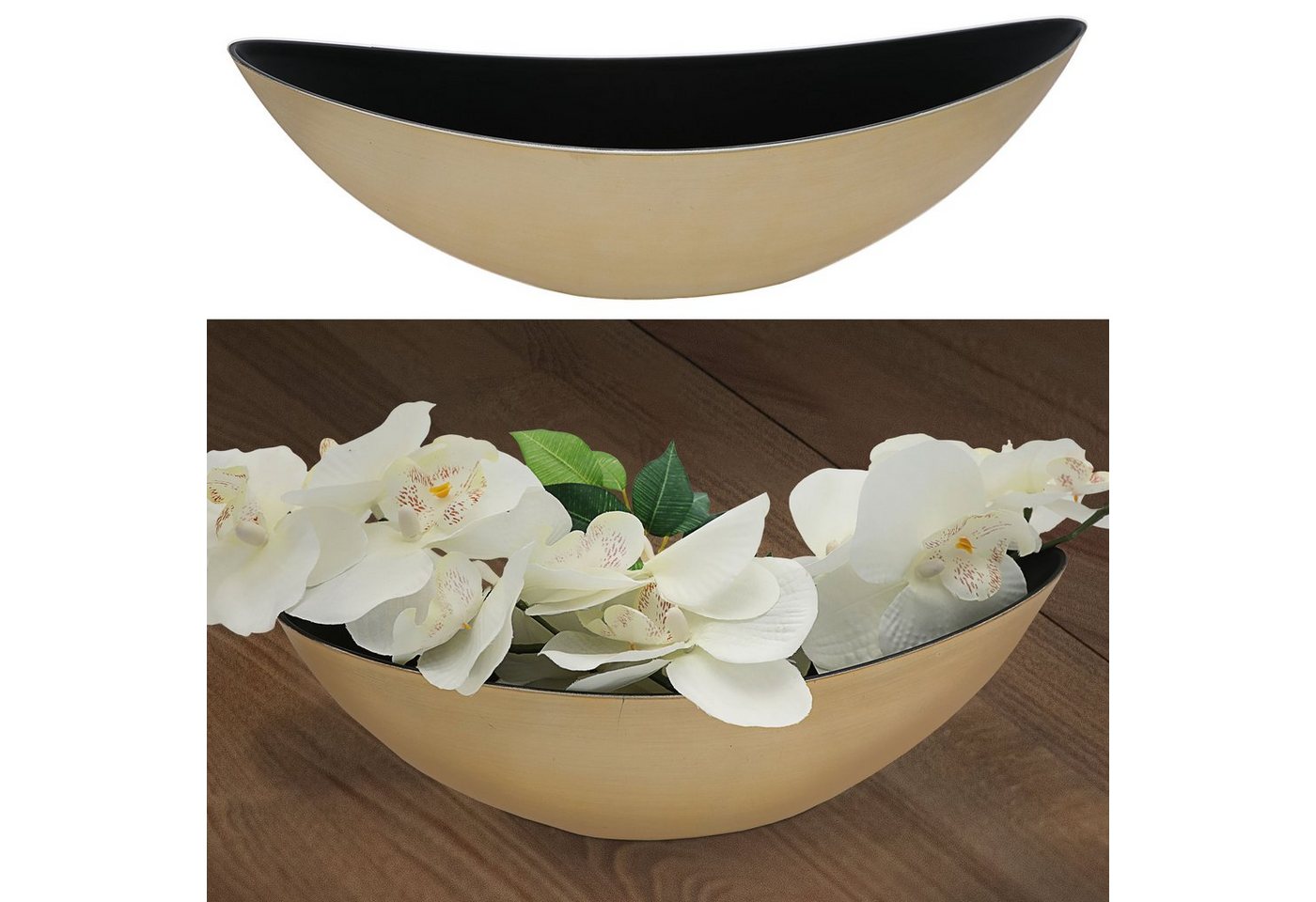 CEPEWA Dekoschale Dekoschale oval gold schwarz 34x11,3x11cm CEPEWA Dekoschale Dekoschale oval gold schwarz 34x11,3x11cm von CEPEWA