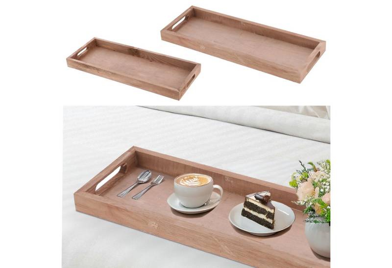CEPEWA Dekotablett Holztablett 2er Set 45x3,5x17cm 50x4x20cm Paulownia braun Griffloch von CEPEWA