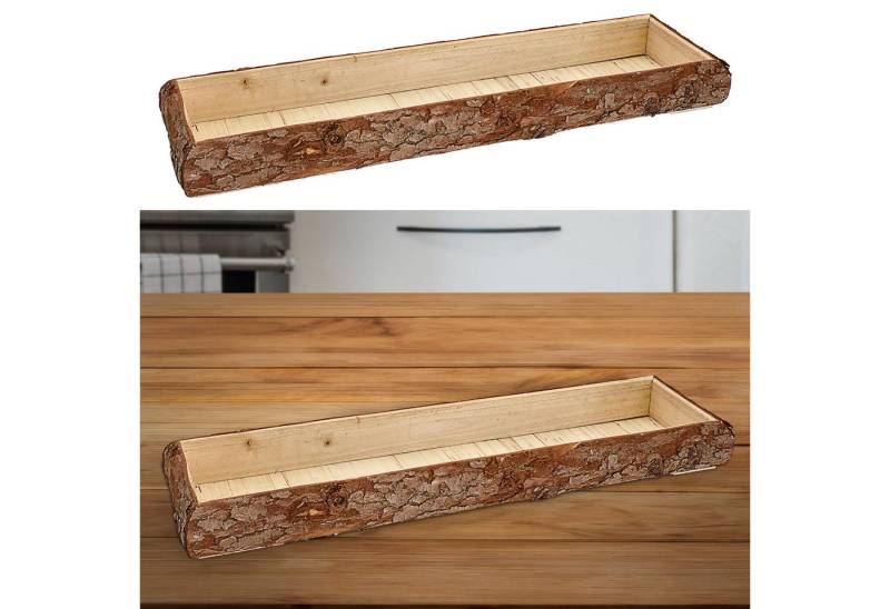 CEPEWA Dekotablett Holztablett mit Rinde 48x4,5x13cm Paulowniaholz braun rechteckig von CEPEWA