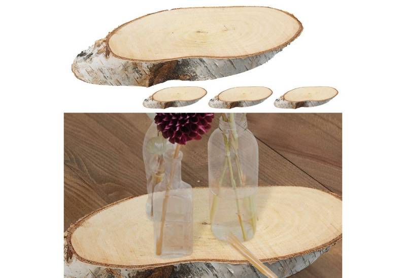 CEPEWA Dekoteller Baumscheibe Holzscheibe Birke 4er Set 14x29x2,5 cm von CEPEWA