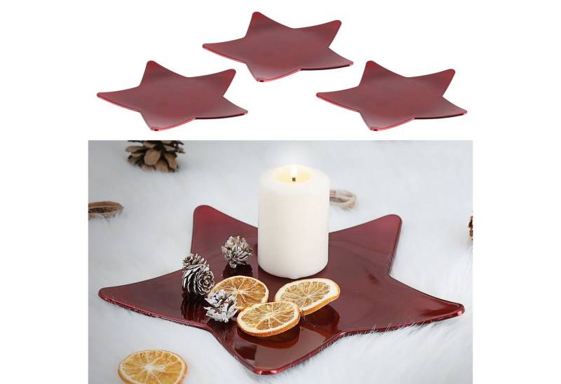 CEPEWA Dekoteller Dekoplatte 3er Set Sternform PVC Ø28cm rot Glasureffekt Serviertablett CEPEWA Dekoteller Dekoplatte 3er Set Sternform PVC Ø28cm rot Glasureffekt Serviertablett von CEPEWA