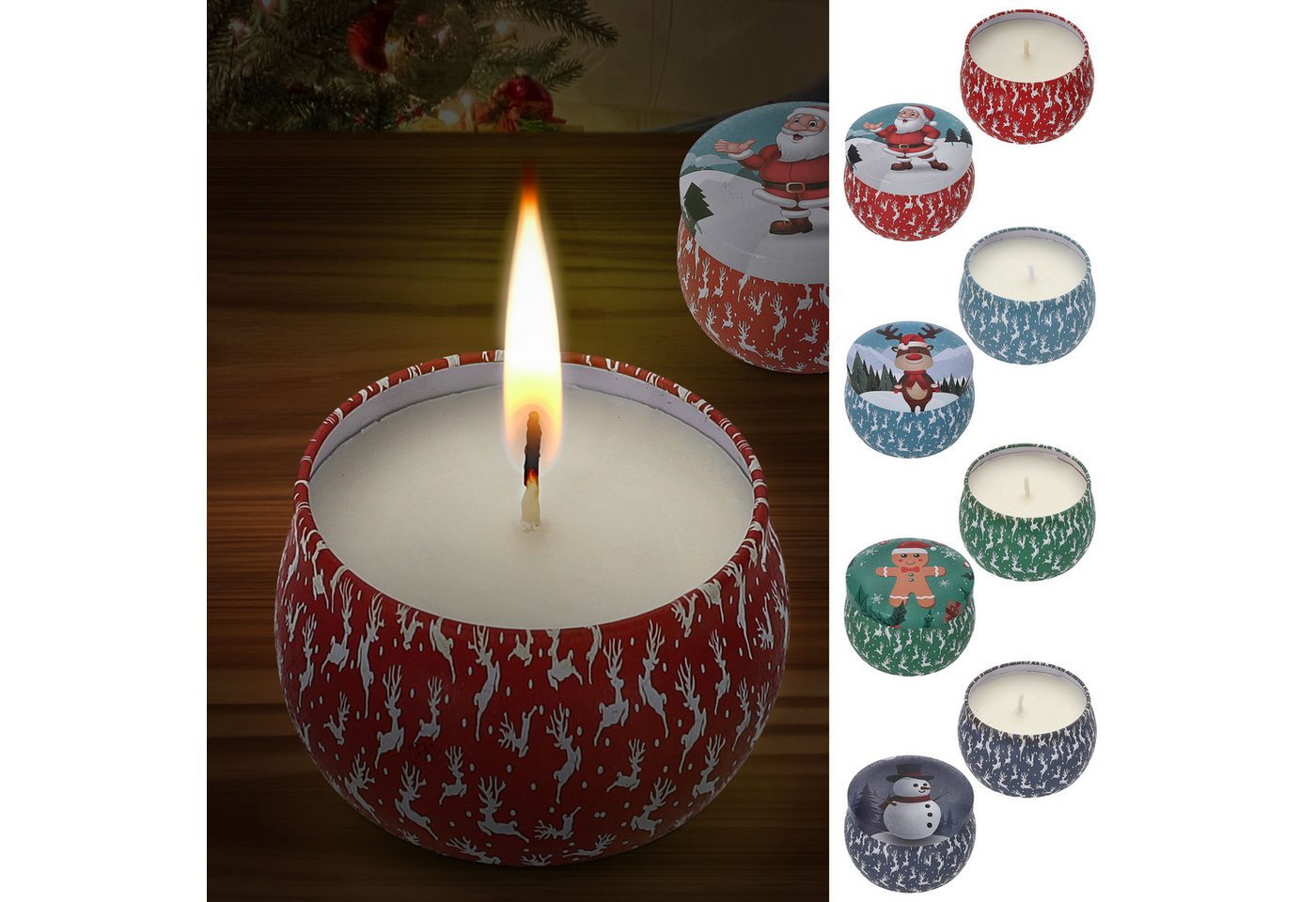 CEPEWA Duftkerze Duftkerze in Dose 4er Set Paraffin Metall 8x5cm 125g Weihnachtsmotive CEPEWA Duftkerze Duftkerze in Dose 4er Set Paraffin Metall 8x5cm 125g Weihnachtsmotive von CEPEWA