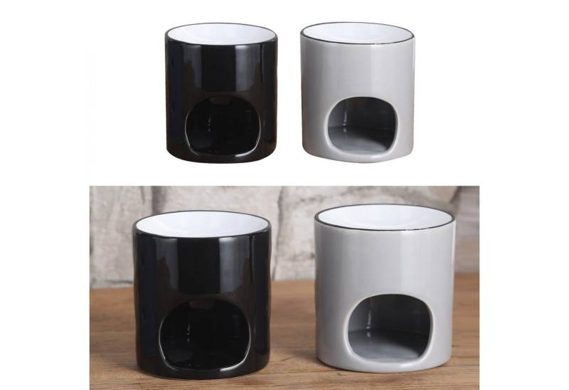 CEPEWA Duftlampe Duftlampe 2er Set Dolomit schwarz grau H9,5cm schwarz grau Aromalampe von CEPEWA