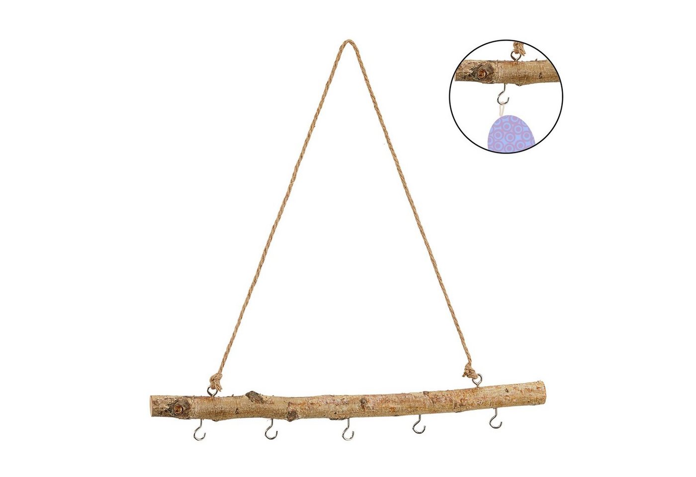 CEPEWA Fensterdekoration Deko-Holzstange 50 cm mit 5 Metallhaken zum Hängen CEPEWA Fensterdekoration Deko-Holzstange 50 cm mit 5 Metallhaken zum Hängen von CEPEWA