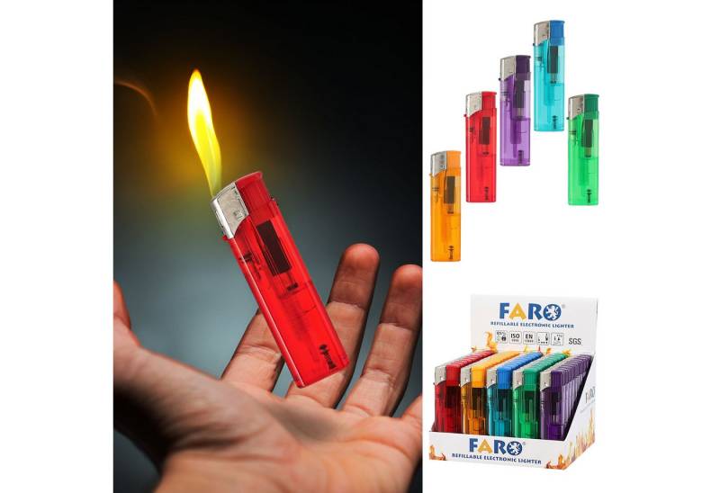 CEPEWA Feuerzeug Elektronik Feuerzeug 50 Stück 5 Farben transparent ABS nachfüllbar von CEPEWA