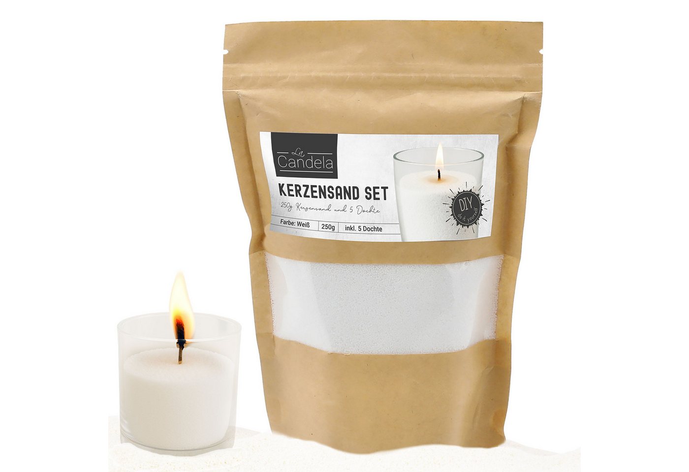 CEPEWA Formkerze DIY Kerzensand mit 5 Dochte 250gr weiß Paraffinwachs Sandgranulat CEPEWA Formkerze DIY Kerzensand mit 5 Dochte 250gr weiß Paraffinwachs Sandgranulat von CEPEWA
