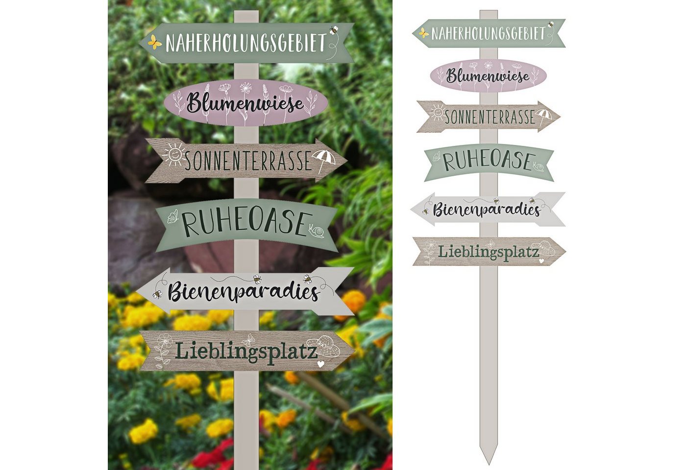 CEPEWA Gartenstecker Gartenschild Wegweiser 6 Planken von CEPEWA