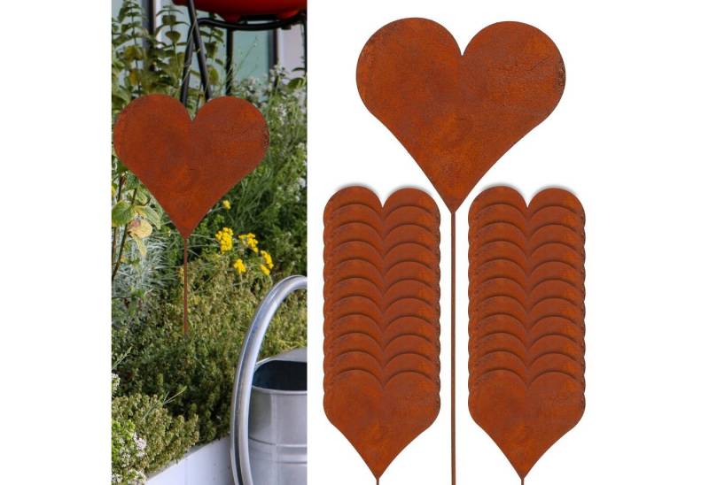 CEPEWA Gartenstecker Gartenstecker 24er Set Herz Rost-Design Garten (24-St) von CEPEWA
