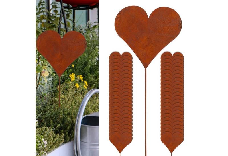 CEPEWA Gartenstecker Gartenstecker 48er Set Herz Rost-Design Garten (48-St) von CEPEWA
