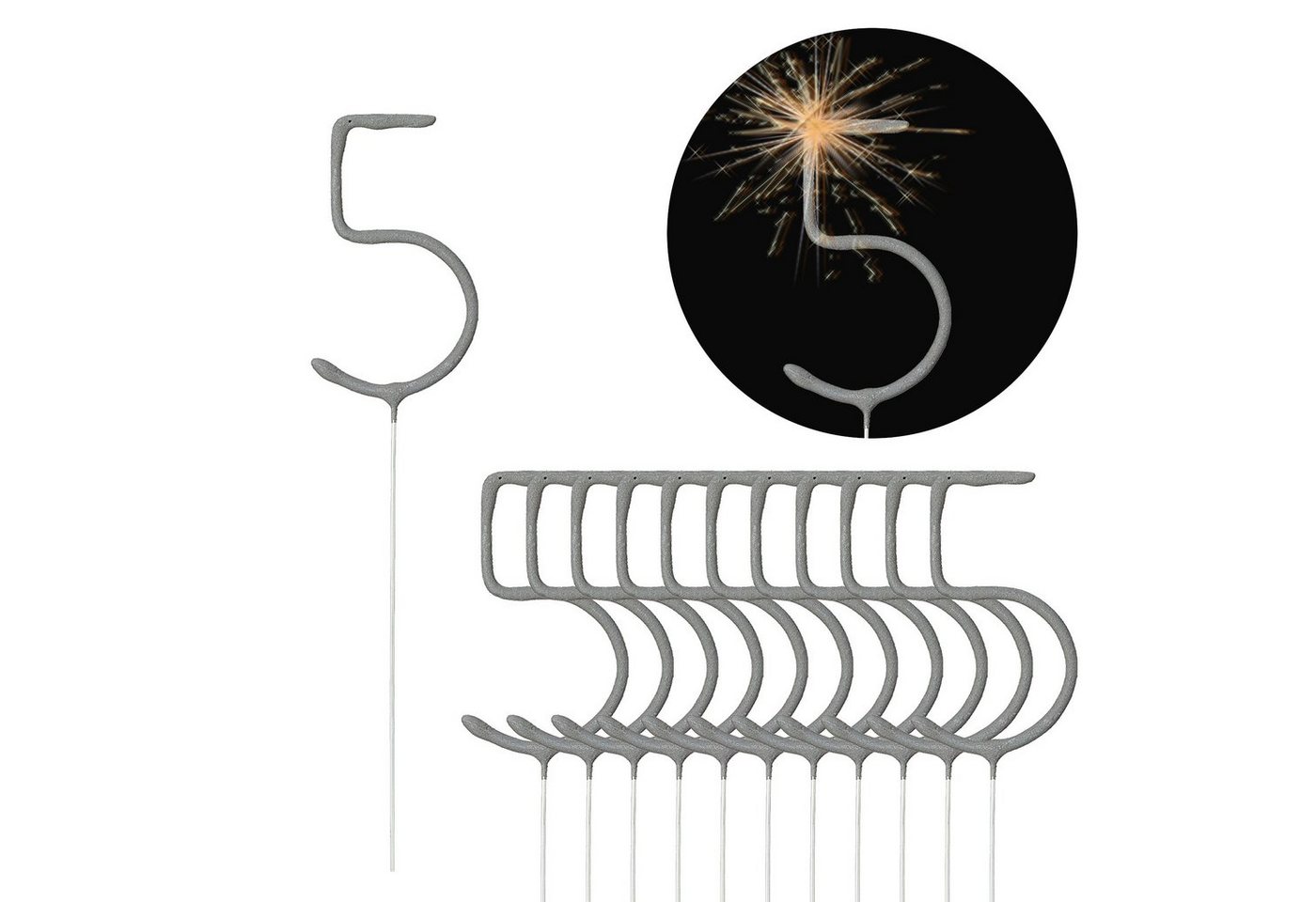 CEPEWA Geburtstagskerze Wunderkerze Zahl Fünf 12er Set Brenndauer 40-45 sek. Sternsprüher CEPEWA Geburtstagskerze Wunderkerze Zahl Fünf 12er Set Brenndauer 40-45 sek. Sternsprüher von CEPEWA