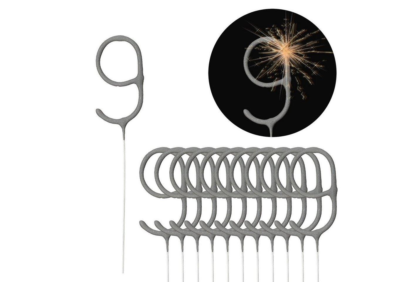 CEPEWA Geburtstagskerze Wunderkerze Zahl Neun 2er Set Brenndauer 40-45 sek. Sternsprüher CEPEWA Geburtstagskerze Wunderkerze Zahl Neun 2er Set Brenndauer 40-45 sek. Sternsprüher von CEPEWA