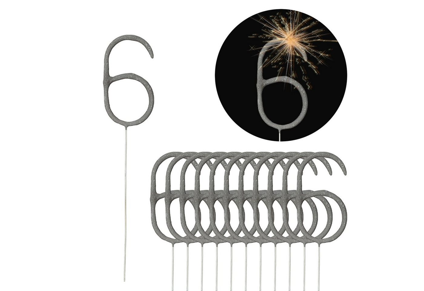CEPEWA Geburtstagskerze Wunderkerze Zahl Sechs 12er Set Brenndauer 40-45 sek. Sternsprüher CEPEWA Geburtstagskerze Wunderkerze Zahl Sechs 12er Set Brenndauer 40-45 sek. Sternsprüher von CEPEWA