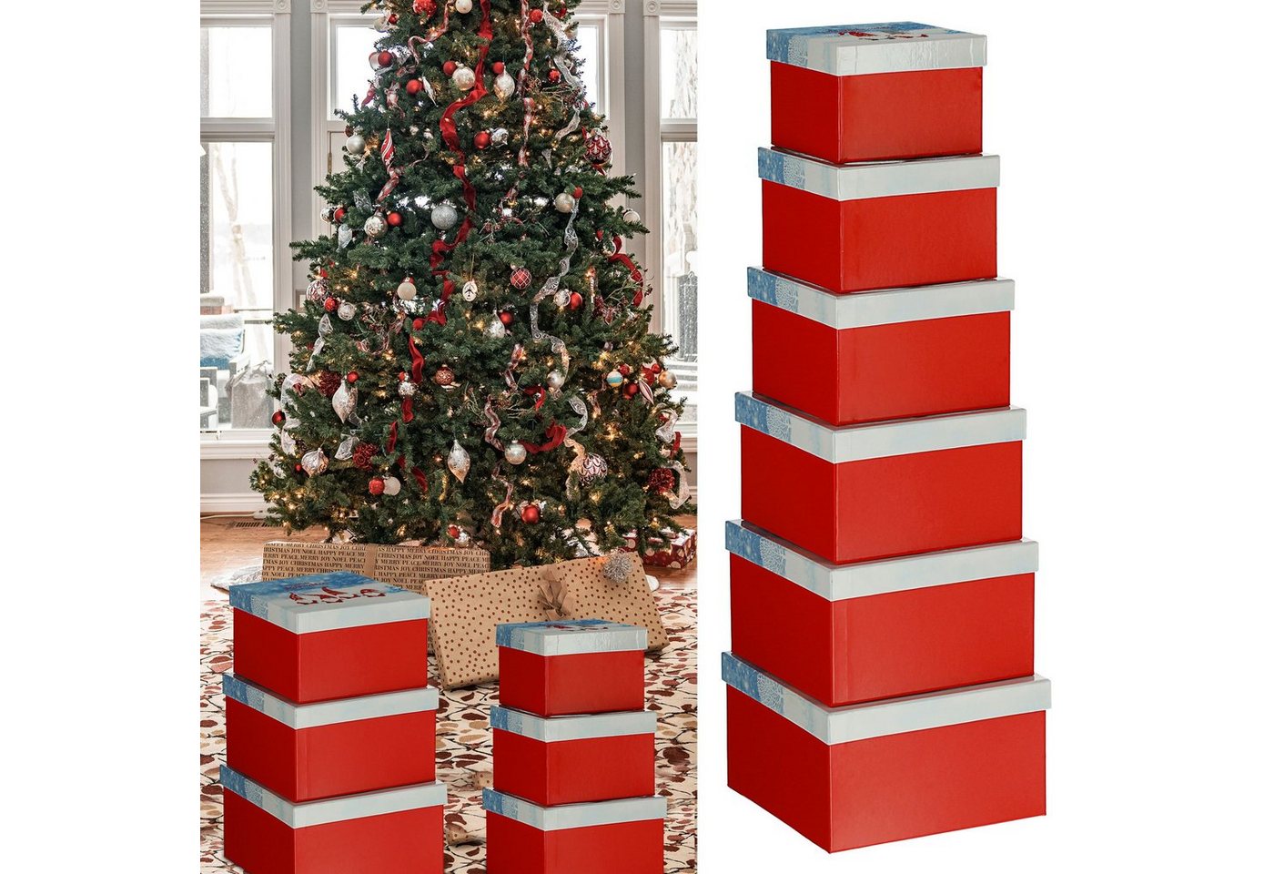 CEPEWA Geschenkbox Boxenset 6tlg ´Frohe Weihnachten´ rot Geschenkboxen Schachteln Boxen von CEPEWA