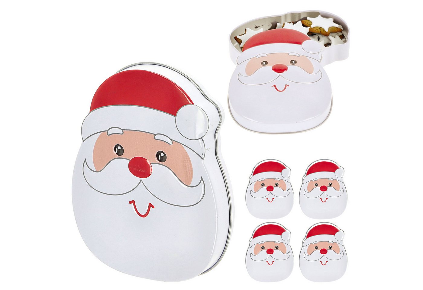 CEPEWA Geschenkbox Geschenkdosen Weihnachtsmann 6er Set Metall 9,5x12x2cm Nikolausgesicht CEPEWA Geschenkbox Geschenkdosen Weihnachtsmann 6er Set Metall 9,5x12x2cm Nikolausgesicht von CEPEWA