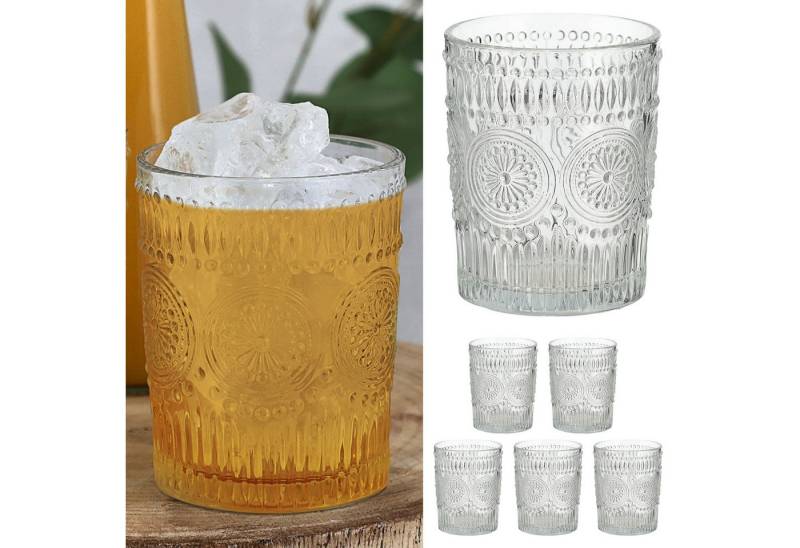 CEPEWA Glas Trinkglas 6er Set 'Mandala' Ø8x10cm 300ml Glas klar Getränkegläser von CEPEWA