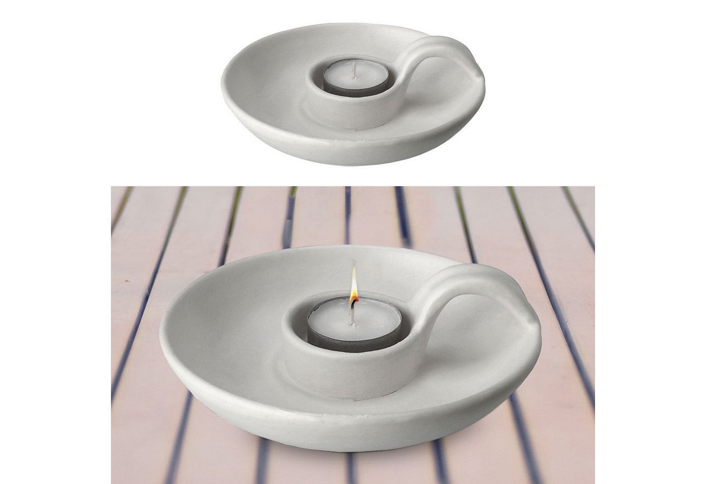 CEPEWA Kerzenhalter Teelichthalter Porzellan weiß Ø15,5x5cm Kerzenständer mit Henkel Kerze CEPEWA Kerzenhalter Teelichthalter Porzellan weiß Ø15,5x5cm Kerzenständer mit Henkel Kerze von CEPEWA
