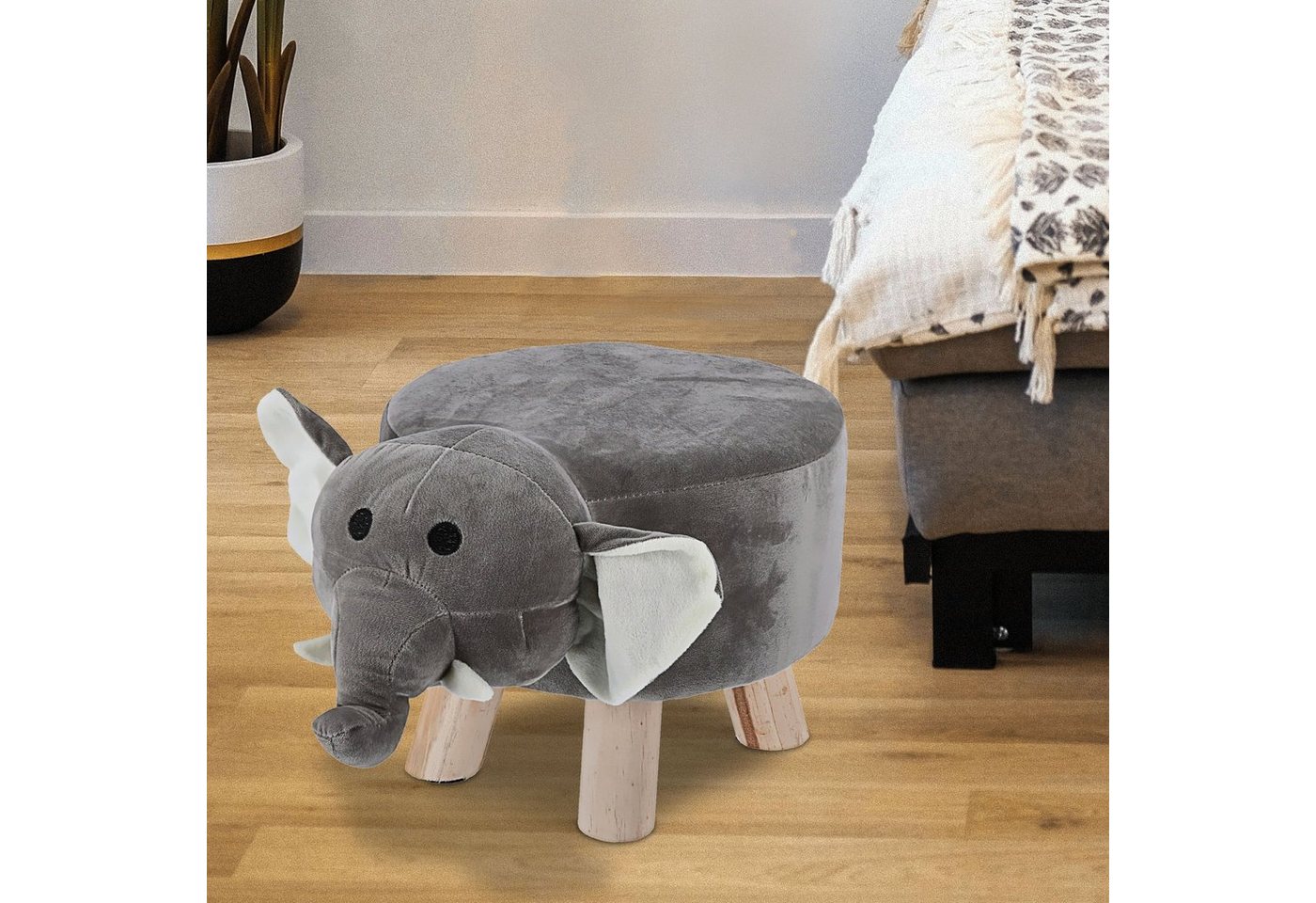 CEPEWA Kinderhocker Kinderhocker Sitzhocker Elefant H 30 cm Tiermotiv von CEPEWA